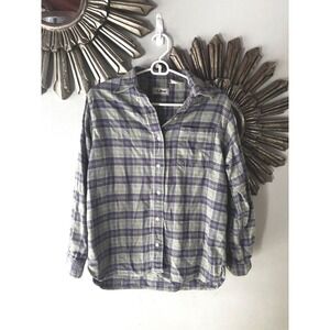 Vintage LL Bean Plaid Flannel Shirt Green Purple Button Down Womens Small